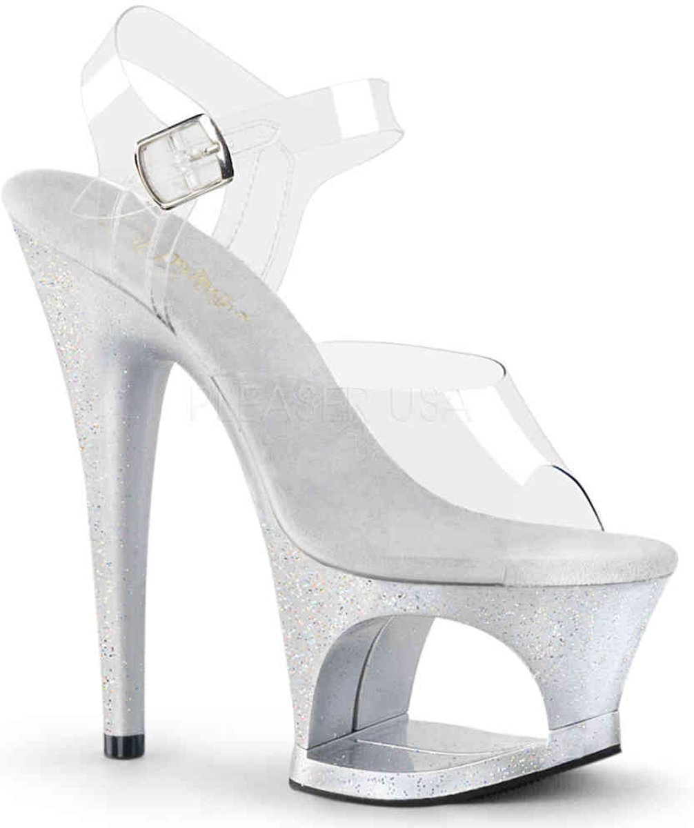 EU 37 = US 7 | MOON-708MG | 7 Heel, 2 3/4 Cut-Out PF Ankle Strap Sandal